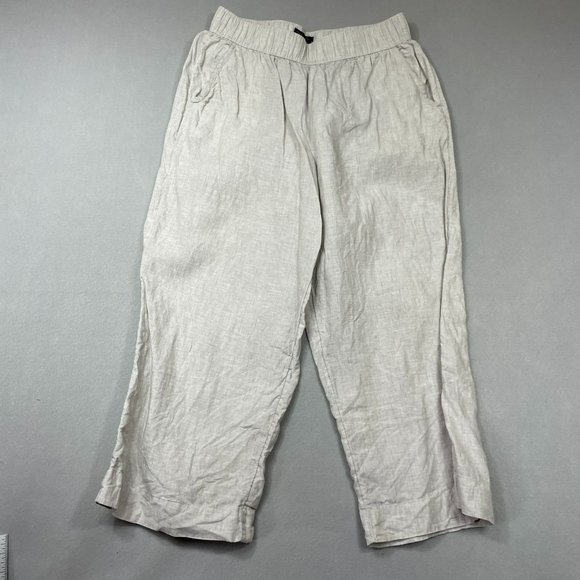 Tahari Pants & Jumpsuits Tahari 0 Linen High Rise Wide Leg Crop